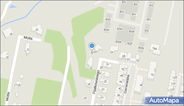 Łódź, Fijałkowskiego Włodzimierza, prof., 22, mapa Łodzi