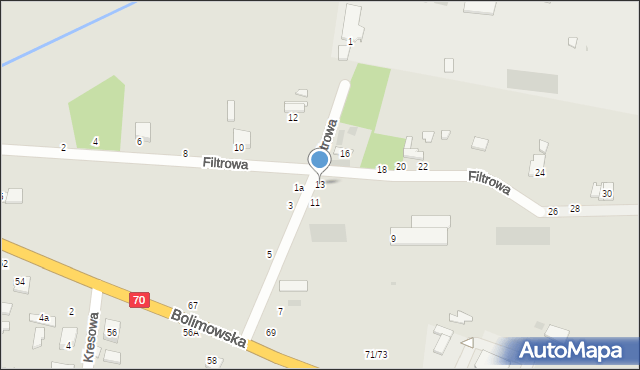 Łowicz, Filtrowa, 13, mapa Łowicza