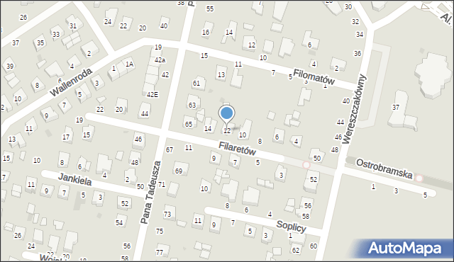 Łuków, Filaretów, 12, mapa Łuków