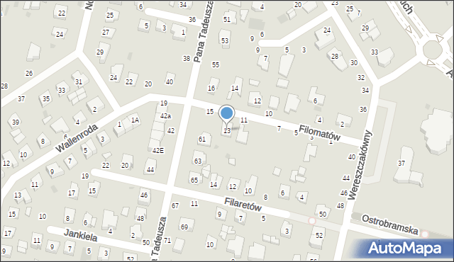 Łuków, Filomatów, 13, mapa Łuków