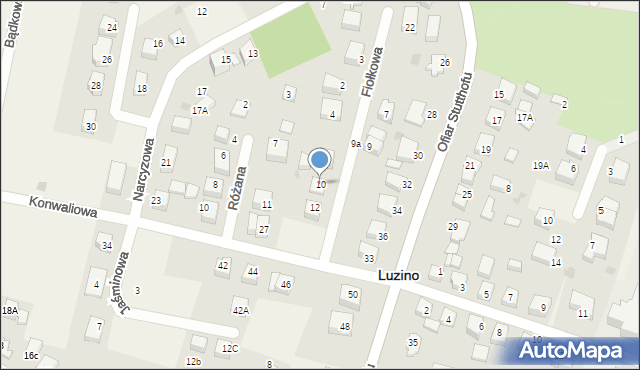 Luzino, Fiołkowa, 10, mapa Luzino
