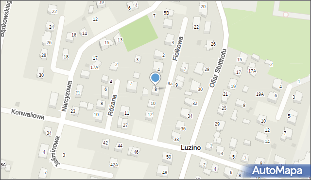 Luzino, Fiołkowa, 8, mapa Luzino