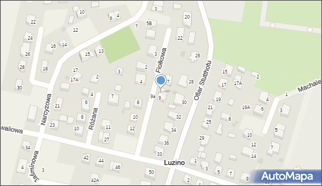 Luzino, Fiołkowa, 9B, mapa Luzino