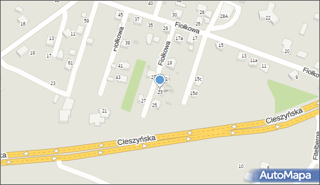 Mikołów, Fiołkowa, 23, mapa Mikołów