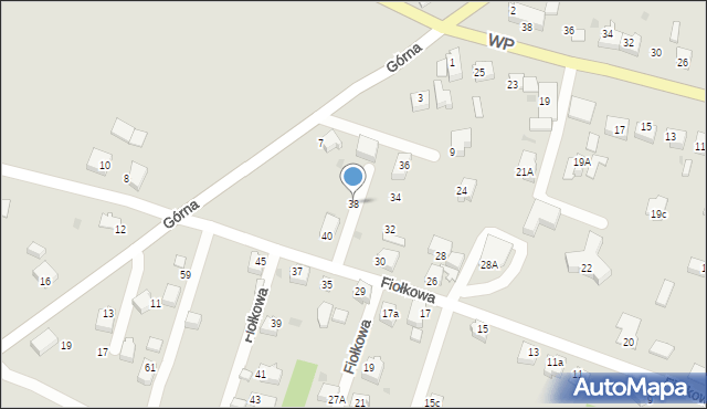 Mikołów, Fiołkowa, 38, mapa Mikołów