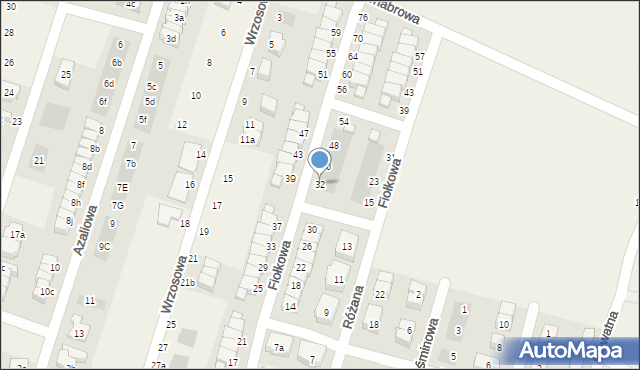 Mirków, Fiołkowa, 32, mapa Mirków