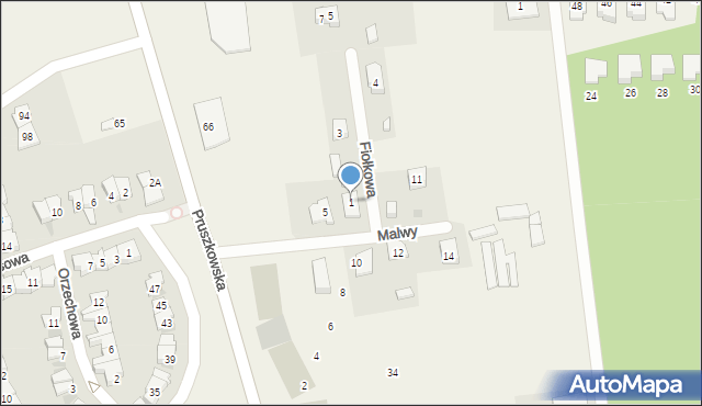 Nadarzyn, Fiołkowa, 1, mapa Nadarzyn