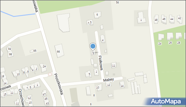 Nadarzyn, Fiołkowa, 3, mapa Nadarzyn