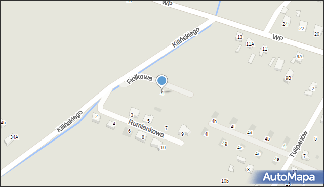 Orzesze, Fiołkowa, 4, mapa Orzesze