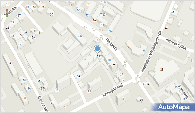 Ostrołęka, Fieldorfa-Nila Augusta Emila, gen., 12A, mapa Ostrołęka