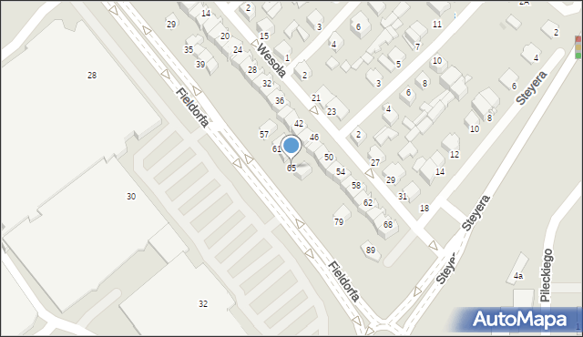 Ostrołęka, Fieldorfa-Nila Augusta Emila, gen., 65, mapa Ostrołęka