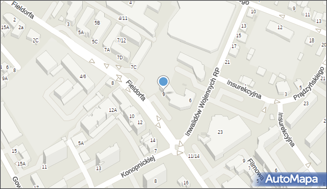 Ostrołęka, Fieldorfa-Nila Augusta Emila, gen., 9, mapa Ostrołęka