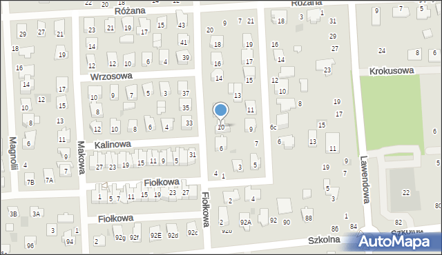 Płońsk, Fiołkowa, 10, mapa Płońsk
