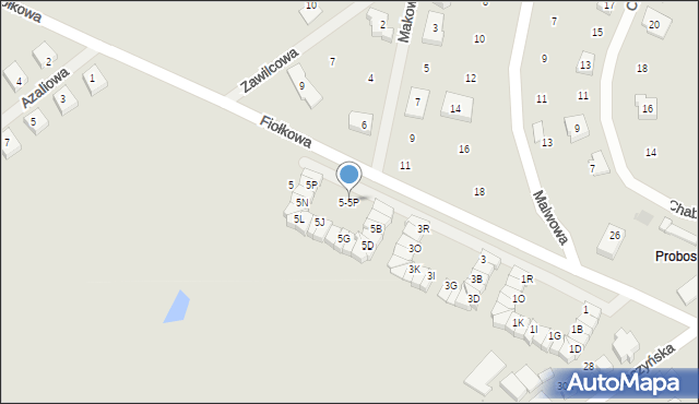 Pobiedziska, Fiołkowa, 5-5P, mapa Pobiedziska