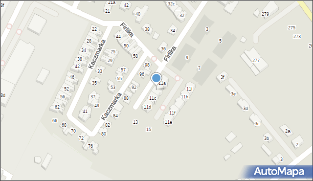 Poznań, Firlika Franciszka, 11b, mapa Poznania