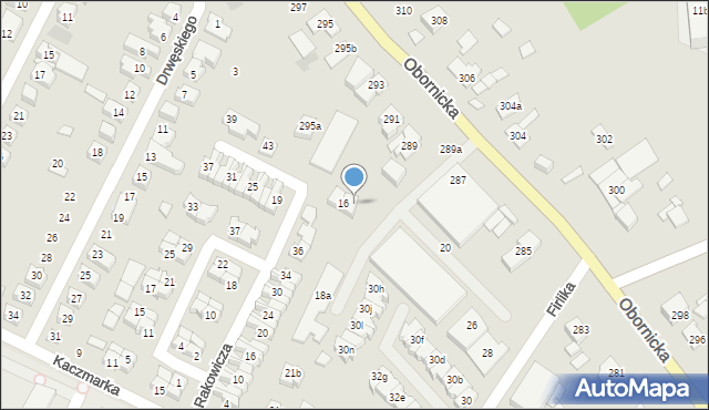 Poznań, Firlika Franciszka, 16a, mapa Poznania