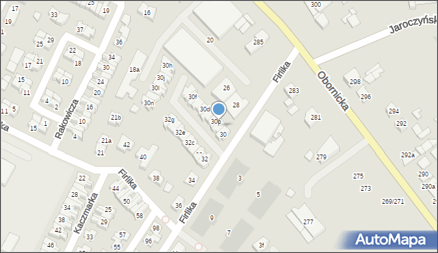 Poznań, Firlika Franciszka, 30a, mapa Poznania