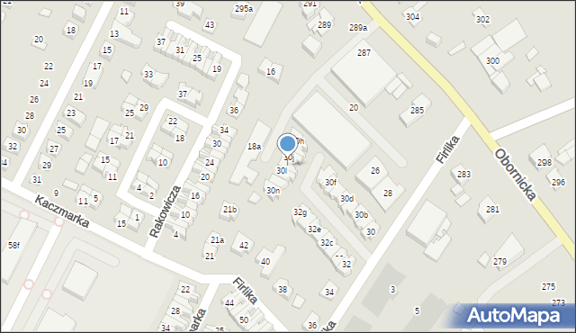 Poznań, Firlika Franciszka, 30k, mapa Poznania