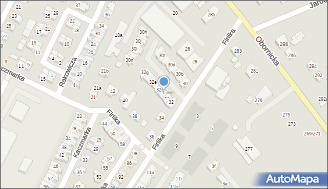 Poznań, Firlika Franciszka, 32b, mapa Poznania