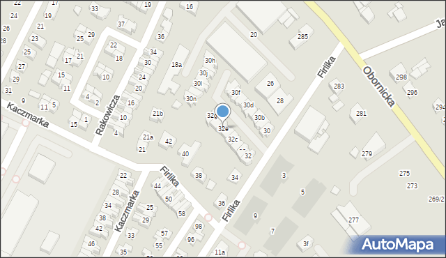 Poznań, Firlika Franciszka, 32e, mapa Poznania