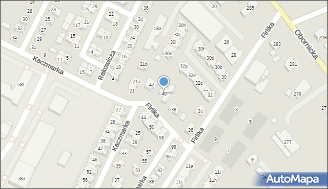 Poznań, Firlika Franciszka, 40, mapa Poznania