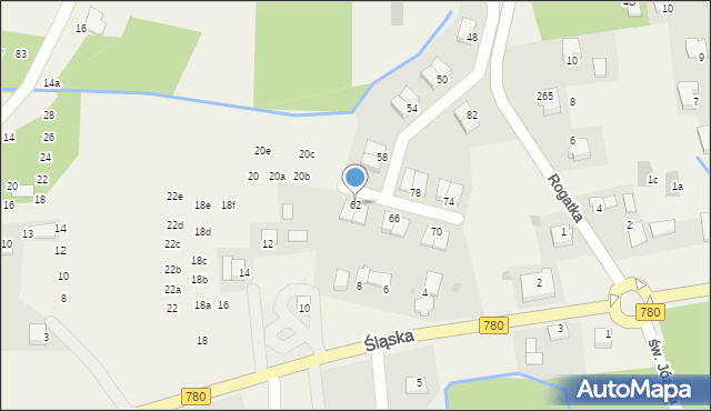 Przeginia Duchowna, Fiołkowa, 62, mapa Przeginia Duchowna