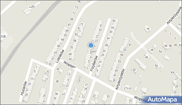 Radzionków, Fizylierów, 13, mapa Radzionków