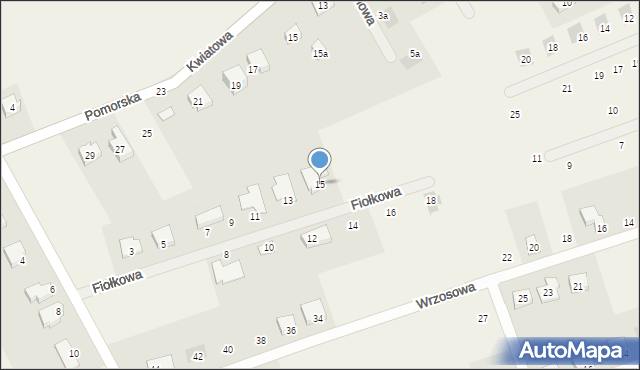 Różyny, Fiołkowa, 15, mapa Różyny