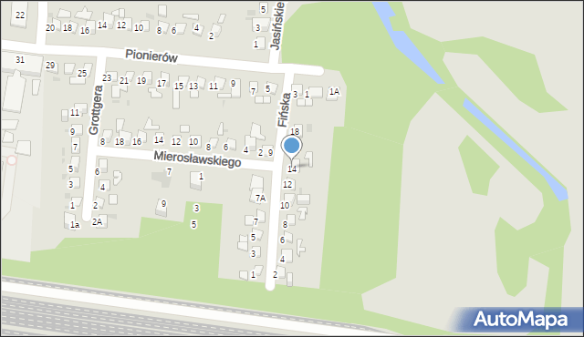 Ruda Śląska, Fińska, 14, mapa Rudy Śląskiej
