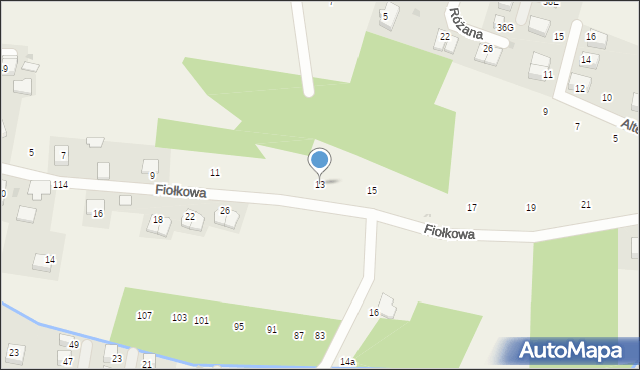 Rybna, Fiołkowa, 13, mapa Rybna