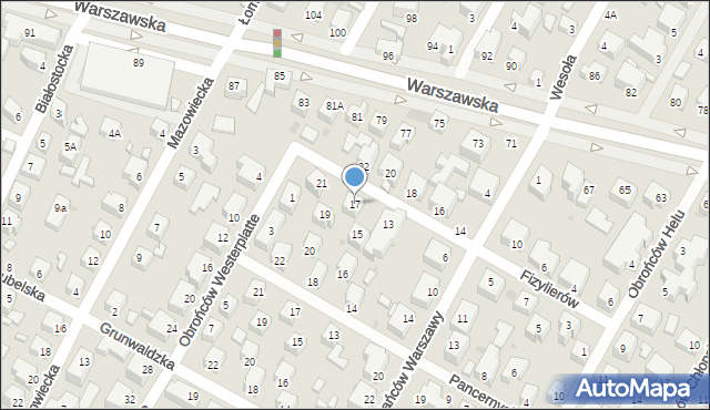 Siedlce, Fizylierów, 17, mapa Siedlce