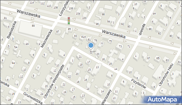 Siedlce, Fizylierów, 22, mapa Siedlce