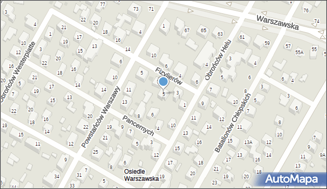 Siedlce, Fizylierów, 5, mapa Siedlce
