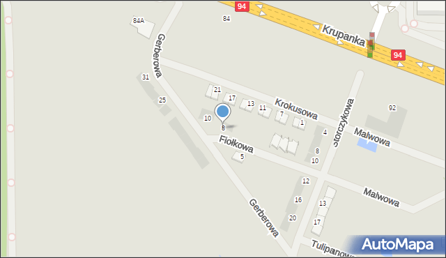 Siemianowice Śląskie, Fiołkowa, 8, mapa Siemianowice Śląskie