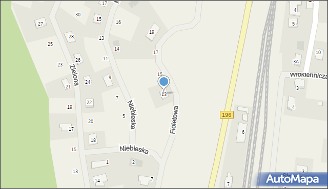 Sława Wielkopolska, Fioletowa, 13, mapa Sława Wielkopolska