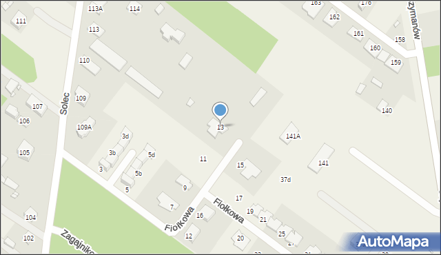 Solec, Fiołkowa, 13, mapa Solec