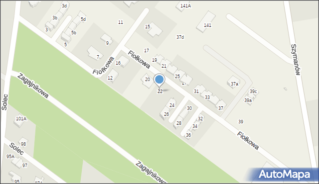 Solec, Fiołkowa, 22, mapa Solec