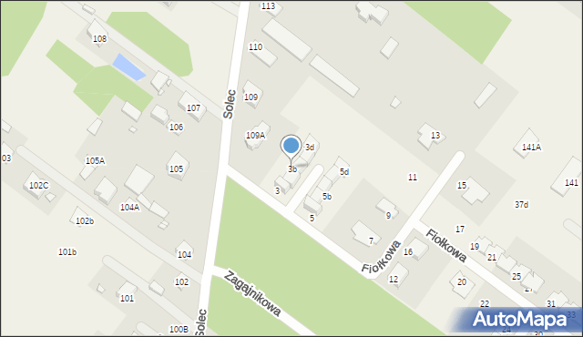 Solec, Fiołkowa, 3b, mapa Solec