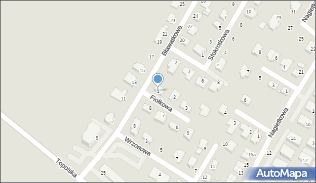 Środa Wielkopolska, Fiołkowa, 1, mapa Środa Wielkopolska