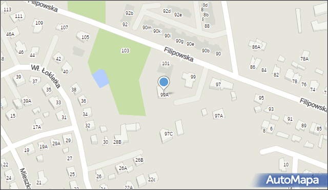 Suwałki, Filipowska, 99A, mapa Suwałk