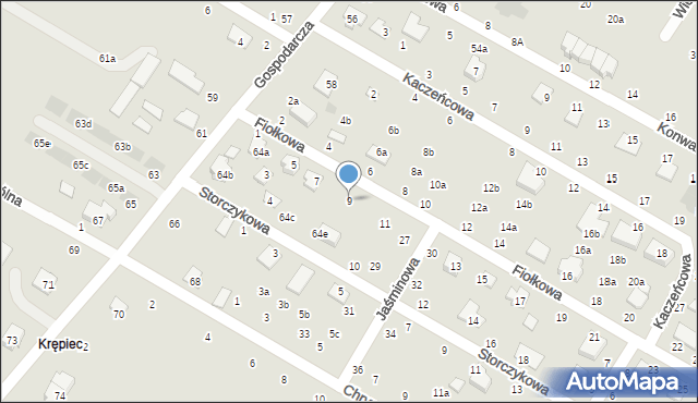 Świdnik, Fiołkowa, 9, mapa Świdnika