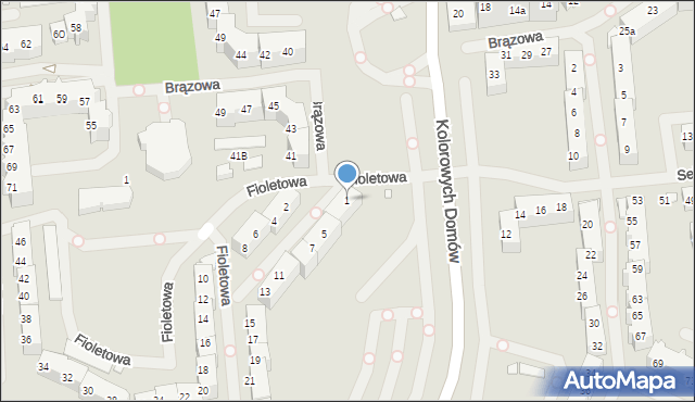 Szczecin, Fioletowa, 1, mapa Szczecina