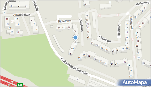 Szczecin, Fioletowa, 71, mapa Szczecina