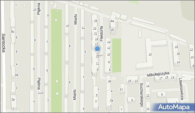 Szczecin, Fieldorfa-Nila Augusta Emila, gen., 13, mapa Szczecina