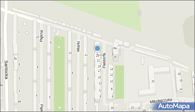 Szczecin, Fieldorfa-Nila Augusta Emila, gen., 23, mapa Szczecina