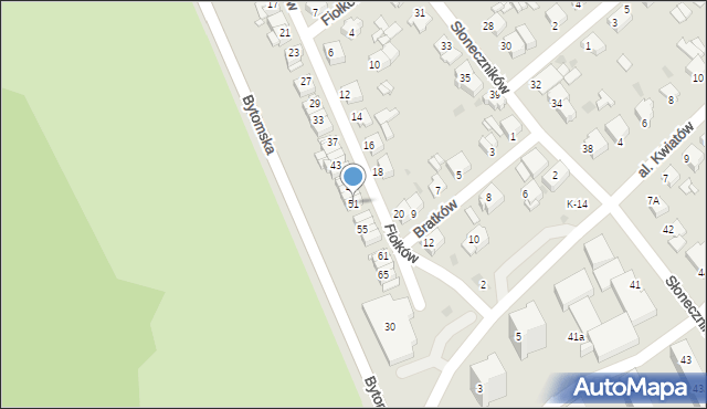 Tarnowskie Góry, Fiołków, 51, mapa Tarnowskie Góry