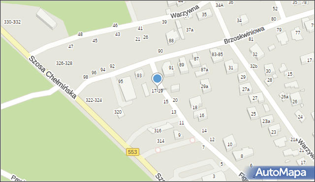 Toruń, Figowa, 17-19, mapa Torunia