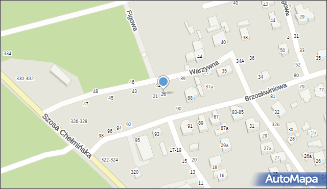 Toruń, Figowa, 26, mapa Torunia