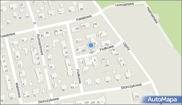 Toruń, Fiołkowa, 16a, mapa Torunia