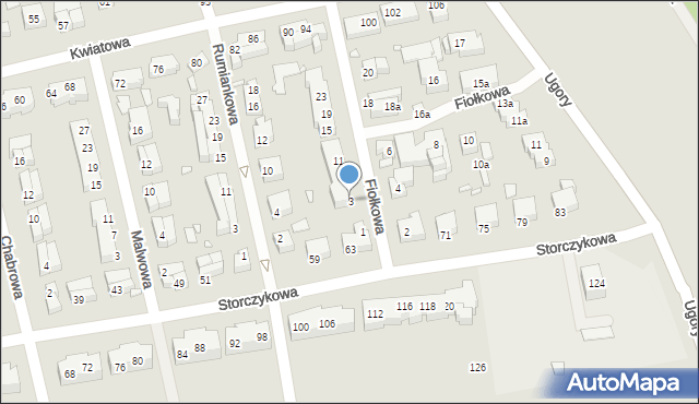 Toruń, Fiołkowa, 3, mapa Torunia